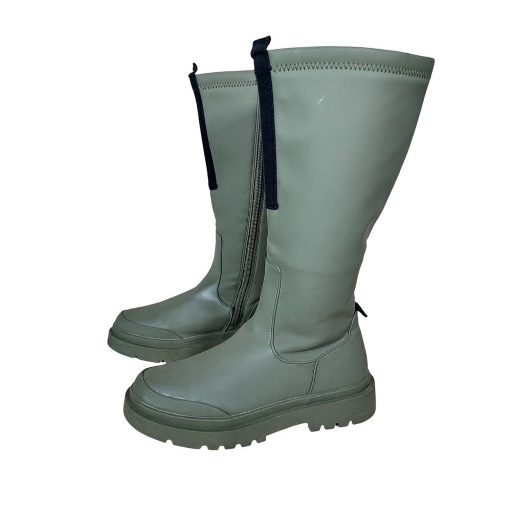 ZARA Chunky Lug Sole Knee High Rubberized Rain Boots